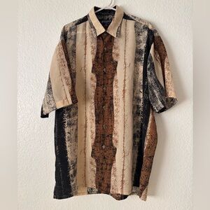 Bassiri Uomo USA Men's Casual Button Down Shirt - Black, Brown, and Beige Size M